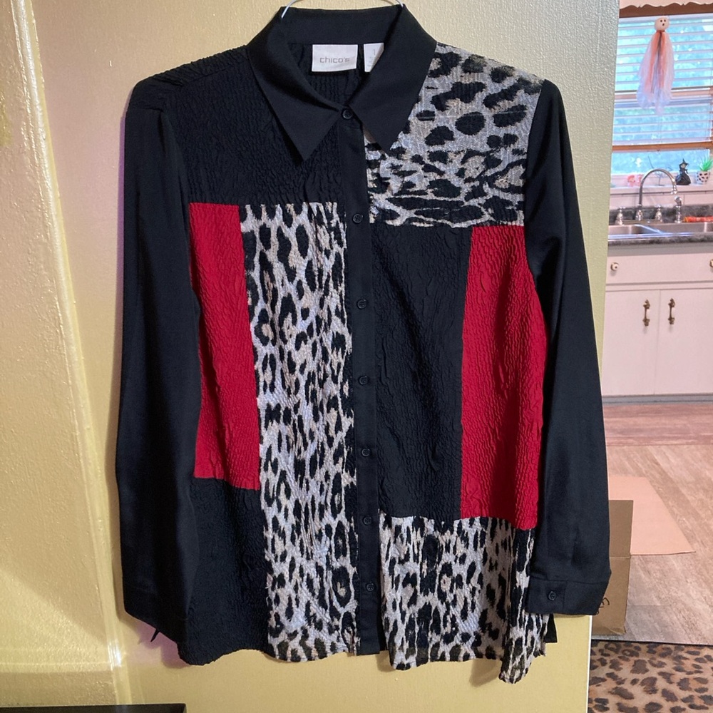 Chico's Elegant Black Blouse Size 1